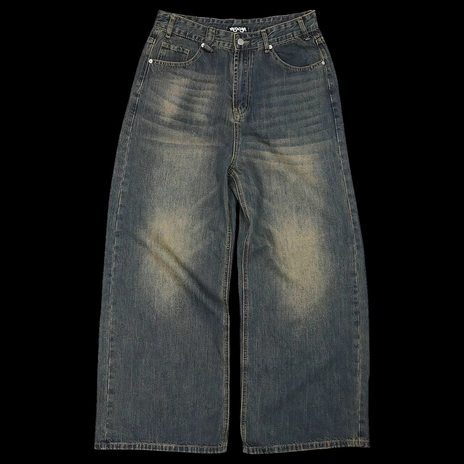 Blue Washed Wide-Leg Jeans